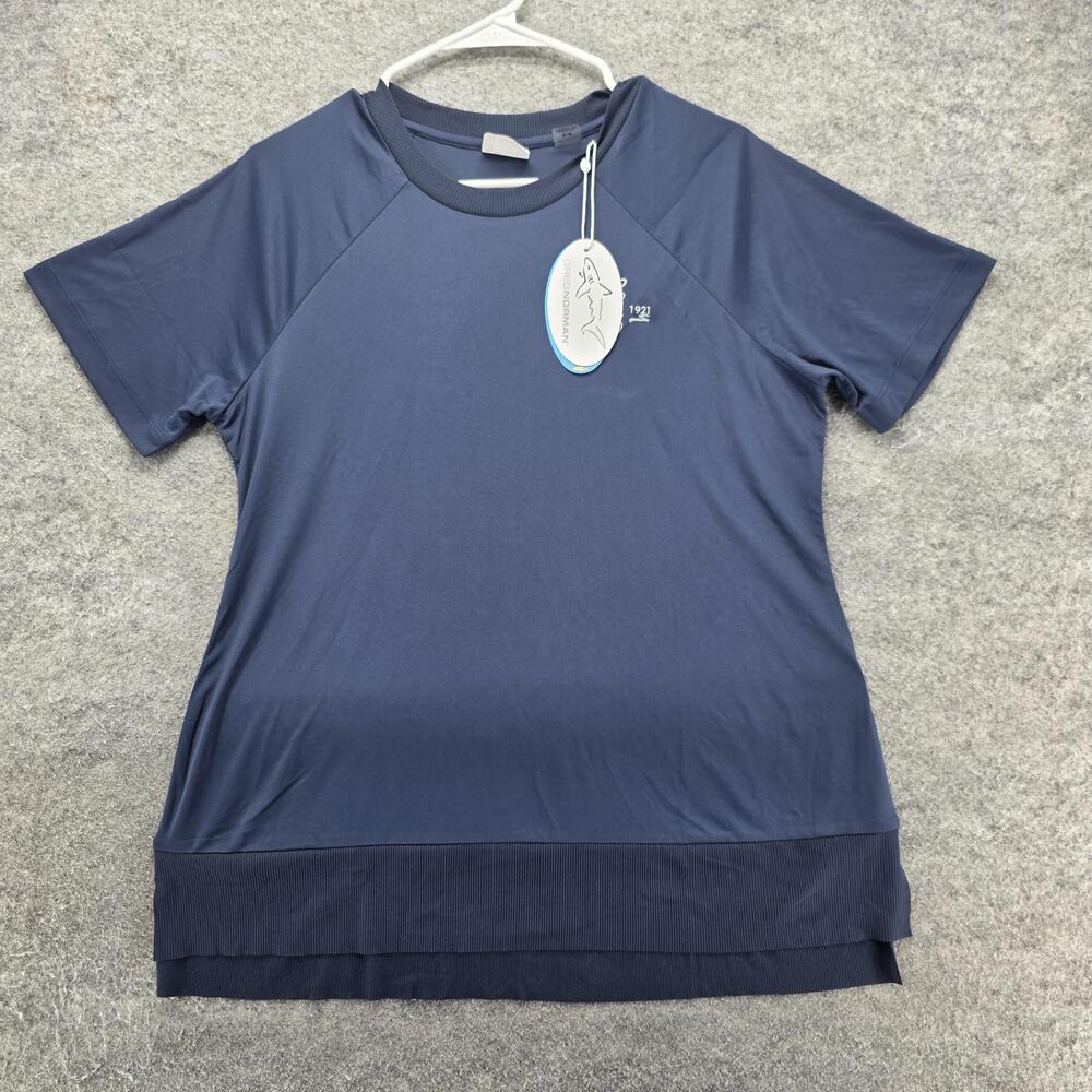 Greg Norman T-Shirt Womens M Blue PlayDry Crew Neck Moisture Wicking Lightweight